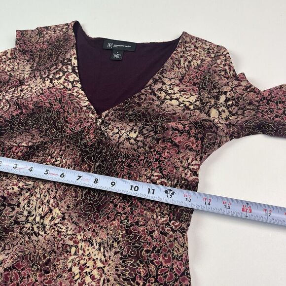 INC Y2K Burgundy Mesh Babydoll Top XS P Floral Fairycore Grunge Indie - Picture 6 of 9